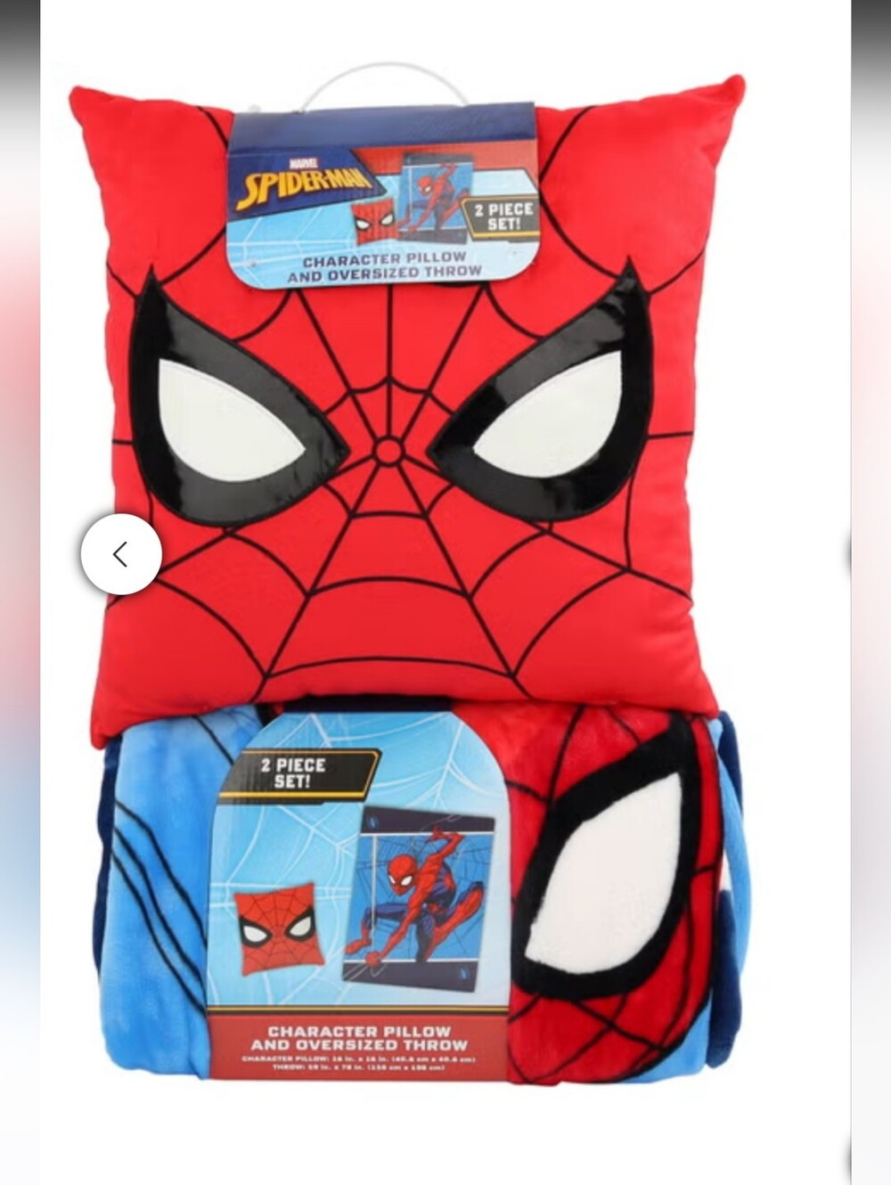 Marvel Spider-Man Character Pillow and Throw 2 Piece Set